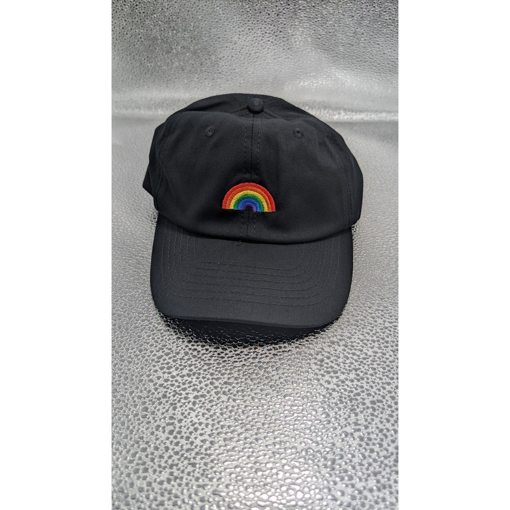 Dalix Rainbow Embroidered Baseball Cap Black Cotton Dad Hat Pride Adjustable